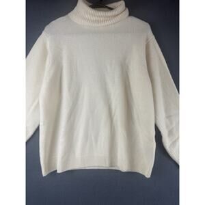 Woolover Women's Ivory 100% Pure New Wool Turtleneck Tunic Sweater sz L
